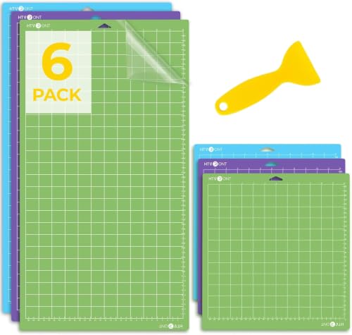HTVRONT Cutting Mat 6 Pcs, 12x12 & 12x24, Compatible with Maker & Explore - color: Green,Purple,Blue, size: 12x12 & 12x24 in