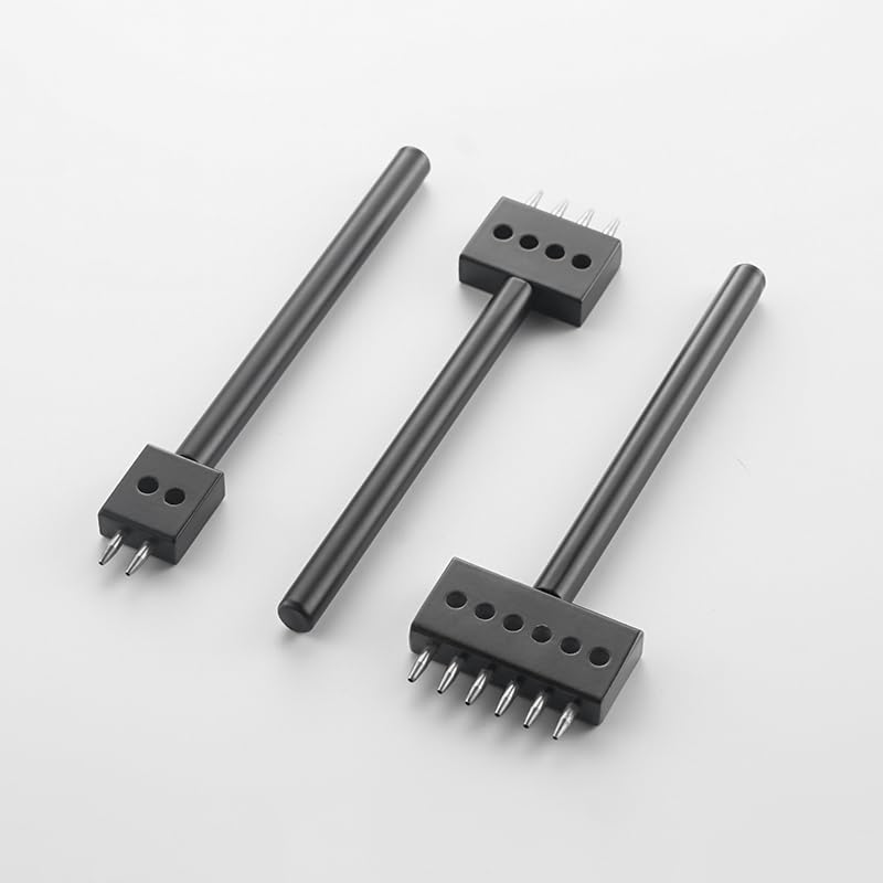 Leather Round Hole Punching Tool 3pcs Prong Punch Tool Set with 2/4/6 Prong Options for Precise Round Hole Punching DIY Leather Craft (6MM) - size: 6MM
