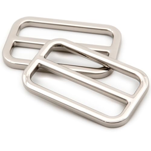 Loosco Flat Metal Adjuster Belt Sliders, 10 PCS Buckle Triglide for Strap Keeper Leathercraft Bag Belt Adjuster (Silver,1 1/2") - color: Silver, size: 1 1/2"
