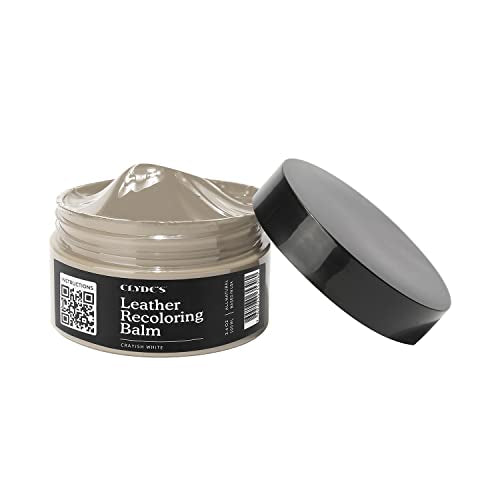 Clyde's™ Leather Company Leather Recoloring Balm – Color Restore & Scratch Repair Kit for Faded Leather Furniture, Car Seats, Sofa & Vinyl | 23 Colors | Non-Toxic Dye - color: Grayish White, size: 100ML