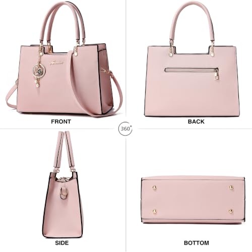 ALARION Purses and Handbags for Women Satchel Purse,PU Leather Tote Bag Crossbody Top Handle Bags with Zipper - color: Xw Light Pink