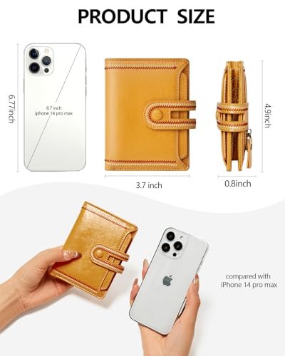TFKGS Small Wallet for Women Vegan Leather RFID Blocking Bifold Compact Credit Card Holder with Zipper Coin Pocket Yellow - color: 3-Yellow