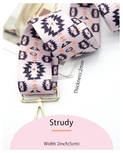 Embroidered Purse Straps Replacement Crossbody Wide Adjustable Bag Straps | Thick Purse Strap for Crossbody Bags,Extra Long Strap,Cross Body Straps for Handbags,Bag Straps for Tote Bags,Shoulder Straps - color: Pink 1