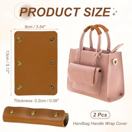 uxcell 2 Pcs Handbag Handle Cover, Leather Luggage Handle Wraps, Purse Strap Cover Luggage Grip Protector Fine Texture Bronze Buckle for Purse Tote Bag Suitcase, Amber Brown - color: Amber Brown/Bronze