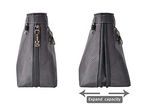 Vercord Expandable Nylon Handbag Purse Organizer Insert Liner Shaper Bag in Bag Dark Grey Large - color: Dark Grey, size: Large