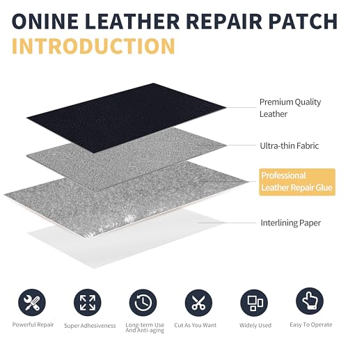 ONine Leather Repair Patch，Leather Repair Tape, 3 x 60 inches Leather Repair Patch for Furniture,Vinyl Repair Kit，Leather Couch Patch，for Sofas, Furniture, Car Seats, Office Chairs(Dark Blue Leather) - color: Dark Blue Leather, size: 3 x 60 inches