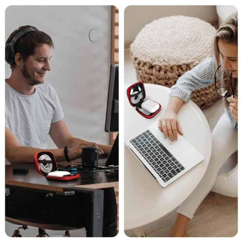 1 Pack Square Earbud Case Storage Bag with Carabiner, Red | Portable EVA Carrying Case, For Wired/Wireless Headphones, SD Card Storage, Camera Chip - color: C5-square red