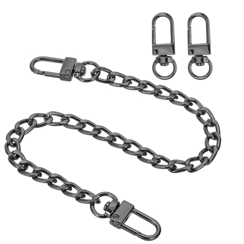 uxcell 11.8" Flat Purse Chain Strap, Black Shoulder Straps Chains Metal Handbag Replacement Belt with 2 Pcs Metal Lobster Swivel Trigger Clips Style1 for Cross Body Wallet Bag - color: Black, size: 11.8"