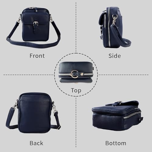 Leather Crossbody Bag for Women,Anti-Theft Messenger Bag with Large Capacity,Built-in Purse Card Slots Shoulder Sling Bag - color: Dark Blue