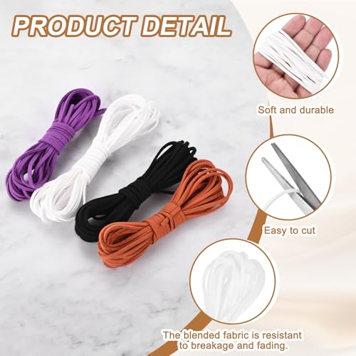 MECCANIXITY 4 Pcs Suede Cord, 5.5 Yards Flat Faux Leather Cord Soft Durable Leather String with Silver Closed-Mouth Ring Rope Clip Lobster Clasps for Art Craft, White/Red/Blue Purple/Black - color: White/Red/Blue Purple/Black