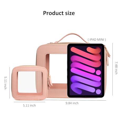 Clear Makeup Bags - TSA Approved Toiletry Bags with Zipper, Makeup Organizer for Carry-on Travel Essentials, Cosmetic Bags for Women & Men (Large Pink) - color: Pink, style: Large