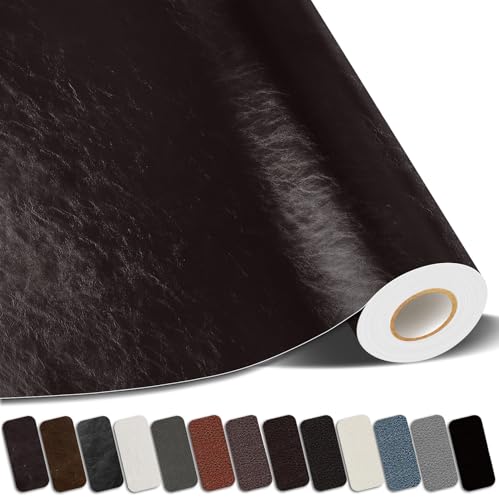 Kangshoon Self-Adhesive Leather Repair Patch, Vinyl Repair Kits for Couch | Glossy, Self-adhesive, quick repair, strong stick, large size, couch repair patch, furniture repair tape, cut to size - color: Glossy Coffee, size: 3.5X79 Inch