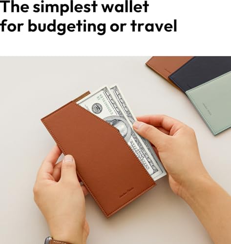 PU Leather Card and Cash Envelope for Travel and Budgeting - Brown | Reusable Money Holder, Stylish Leather Money Envelope - color: Brown