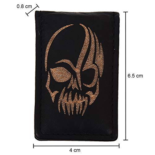 Men's New Leather Strong Magnetic Money Clip (Skull) - color: Skull