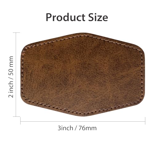 Hexagon Leatherette Hat Patches for Laser Engraving Blank Laserable Engravable Faux Leather Patch with Heat Press Adhesive Iron-on Trucker Hats Snapback/Cap/Beanie(Dark Brown,3 ×2 Inch,30 Pcs) - color: Dark Brown, size: Hexagon