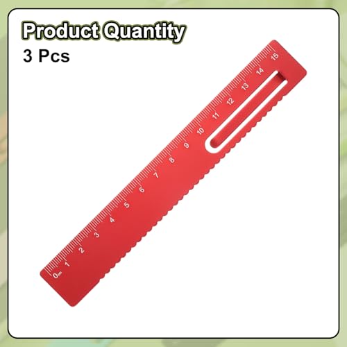 HARFINGTON 3pcs Straight Ruler 15cm Metric Metal Aluminum Alloy Measuring Bookmark Clip Ruler Scale Tool for Measure Study Reading Classroom Office, Red - color: Red, size: 15cm