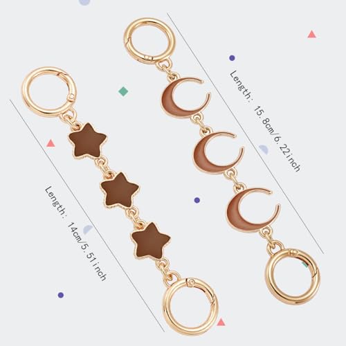 Purse Extender Chain Bag Extender Chain Purse Strap Extender Bag Chain Charms(Brown Star/Moon) - color: Brown(moon/Star)