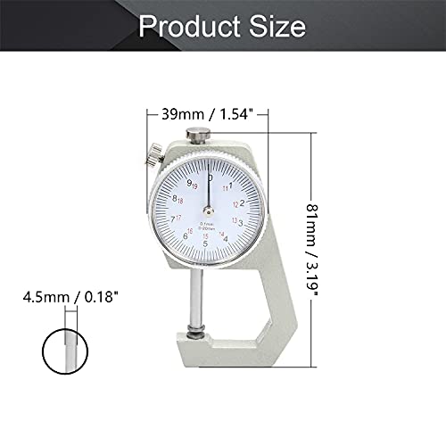 Utoolmart Dial Thickness Gauge, Flat Head Thickness, 0-20mm Tester Dial Measuring Tool for Paper Leather Cloth Paper, Film, Wire 1 Pcs - size: C-03 0-20mm