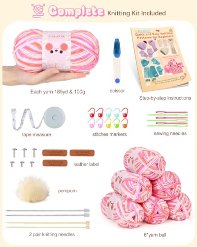 Katech Knitting Kit for Beginner- Beginners Knitting Kit for Adults Kids - color: colorful