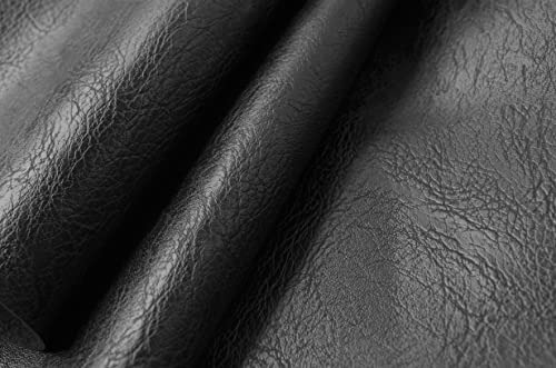 Wento Thick Faux Leather Fabric Soft Skin Grain PU Leather for Furniture Cover Reupholster Sofa Chairs Cushions Vinyl Upholstery (1 Yard, Black) - color: Black, size: 1 Yard (54" x 36")