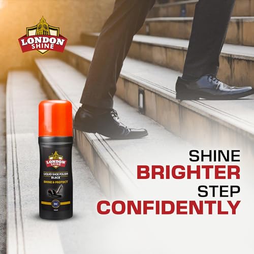 Liquid Shoe Polish Black Noir, Instant Shine & Protect, For Leather Shoes & Boots, 100ml Bottle with Sponge Applicator.