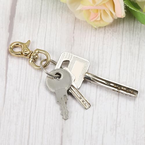 PATIKIL Lobster Clasp Keychains, 2Pcs 0.4 Inch Pure Brass Round Lobster Clasps Swivel Trigger Snap Hook Purse Lanyard Clips for DIY Leather Craft