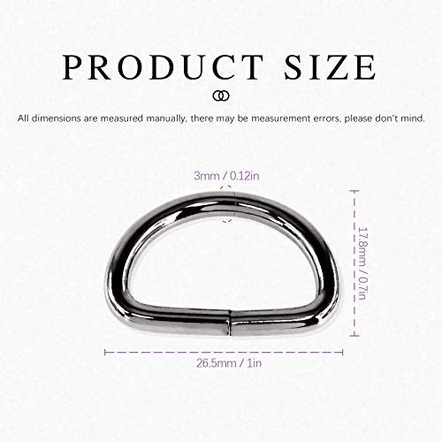 Swpeet 150Pcs 3/4 Inch - 20mm Black Multi-Purpose Metal D Ring Semi-Circular D Ring for Hardware Bags Ring Hand DIY Accessories (Gun-Black, 3/4 Inch) - color: Gun-black, size: 3/4 inch