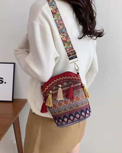 Embroidered Purse Straps Replacement Crossbody Wide Adjustable Bag Straps | Thick Purse Strap for Crossbody Bags,Extra Long Strap,Cross Body Straps for Handbags,Bag Straps for Tote Bags,Shoulder Straps - color: Green Red 2