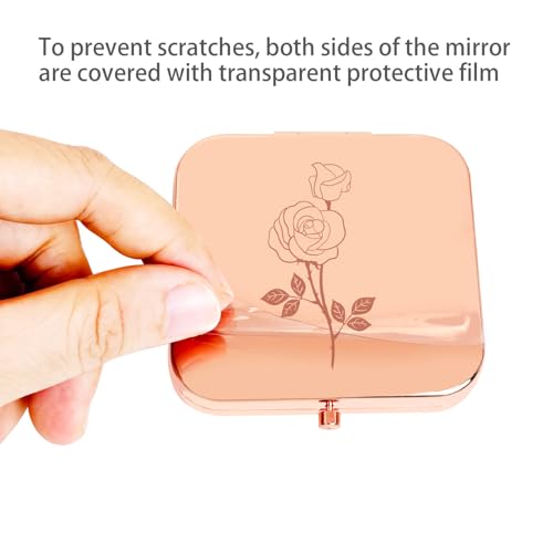 Small Compact Mirror, Rosegold Square 2.8”×2.8” Metal Frame Smooth Style Double Sided Mini Magnifying 1X/2X Mirror for Purse Can be Used as Gifts for Woman (RG02) - color: Rosegold02