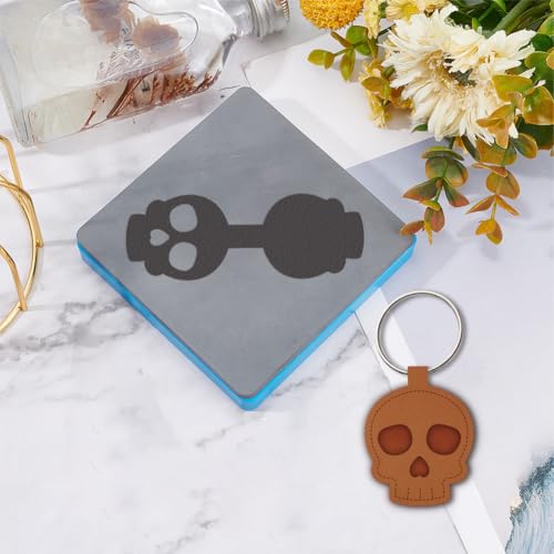 SUPERDANT Skull Keychain Leather Die Skeleton Keychain Wooden Die Cutter Leathers Cutting Dies DIY Art Crafts Leathers Dies Cutter for Leather Making for Handmade Lover Gifts - style: Skull Keychain