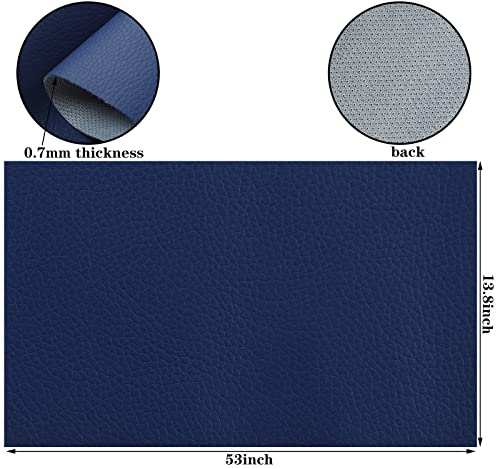 Picheng Lychee Faux Leather Fabric: 13.8" x 53" Soft Blue Faux Leather Roll | Lychee Texture Solid Color Faux Leather Sheets Marine Vinyl for Making Crafts Leather Earrings Bows Sewing DIY (Blue) - color: Blue
