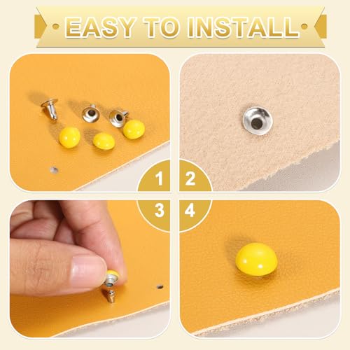 uxcell 100Set Leather Rivets Studs, 6mm/0.2" Purse Handbag Feet Mushroom Dome Round Metal Rivets Studs Screw Back for Leather Craft DIY Bag, Fuchsia - color: Fuchsia, size: 6mm