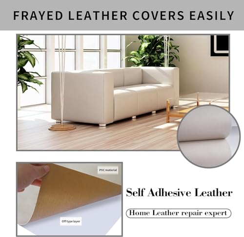 Leather Repair Patches, Self Adhesive Vinyl for Couches Furniture - color: Beige, size: 17X79 inch