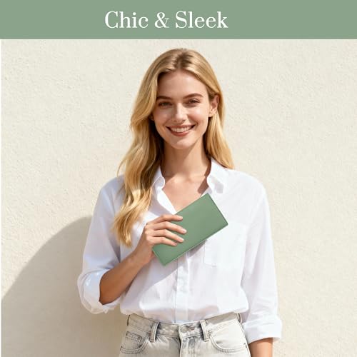 Airkit Slim Women's Wallet, Thin RFID Blocking Wallet for Ladies, Minimalist Credit Card Holder with Zipper Pocket, Matte Green - color: Matte Green