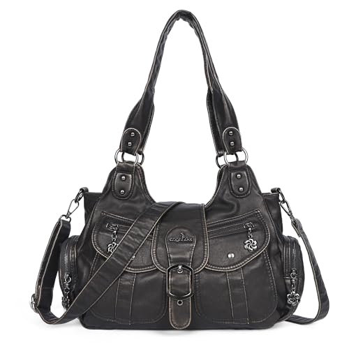 Angel Kiss Hobo Bags for Women Vegan Leather Shoulder Purses and Handbags Ladies Roomy Tote Bags Purse with Crossbody Strap - color: Bronze