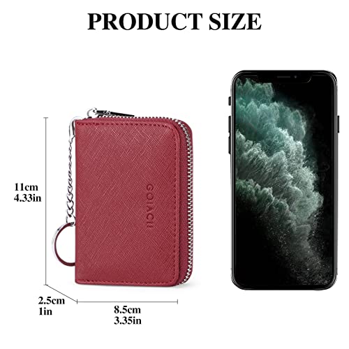 GOIACII Wallets for Women RFID Blocking Ultra Slim Real Leather Credit Card Holder Clutch - color: Z-Red