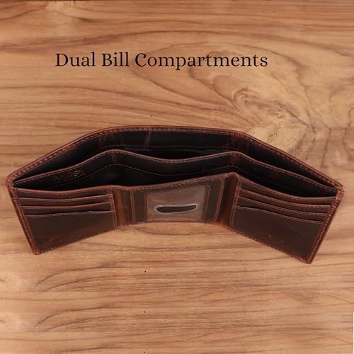 Trifold Wallet for Men – Full Grain Leather, Handcrafted RFID Blocking Wallet, Slim Trifold Design, Classic Men's Leather Wallet, Gift for Him - style: Trifold