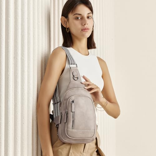 CLUCI Crossbody Bags for Women Men,Leather Sling Bag Cross Body Backpack for Woman Gifts for Women Birthday Unique - color: 0-3 Grey