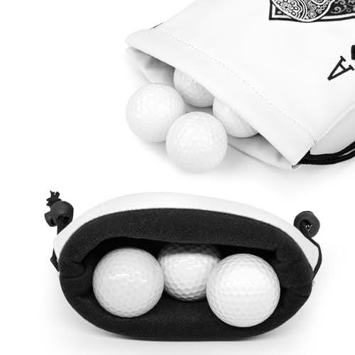 Golf Valuables Pouch - Leather Tee Pouch with Drawstring Closure Golf Gifts - color: Poker Ace