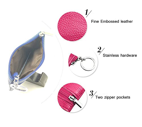 Keychain Purse Small, iToolai Women's Genuine Leather Zipper Mini Coin Bag Credit Card Holder (Royal Blue) - color: Royal Blue
