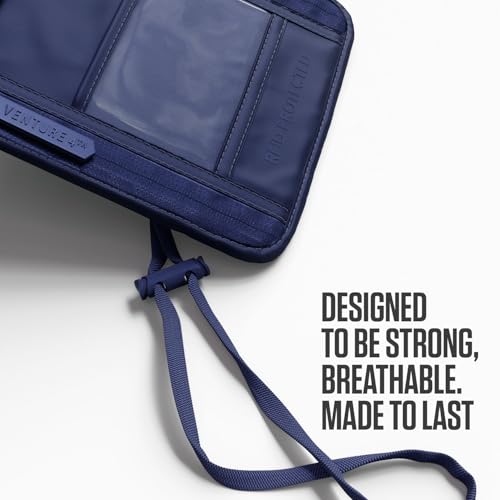 VENTURE 4TH Travel Neck Wallet, RFID Blocking Passport Holder - Sleek Navy - color: Sleek Navy Blue
