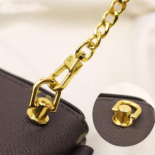 Rivets D Ring Stud Screw Ball Post Head Buttons Stud Screw, Metal Ring with Hole Punch DIY Backpack Purse Craft - color: Kc Gold
