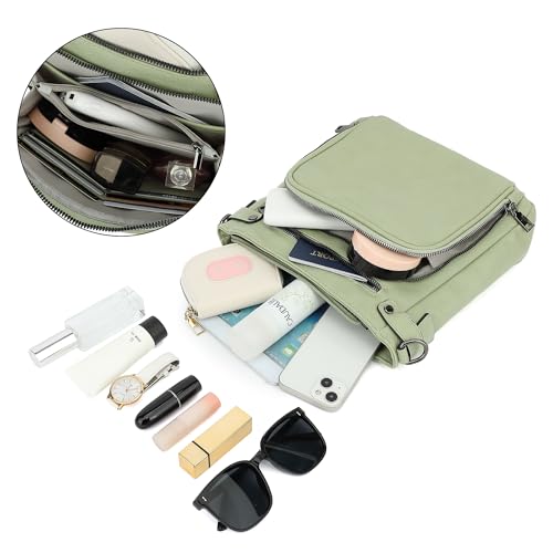 TANTOMI Crossbody Bags for Women Purses for Women Trendy Leather Shoulder Handbags Travel Purse with 6 Card Slots - color: Light Green
