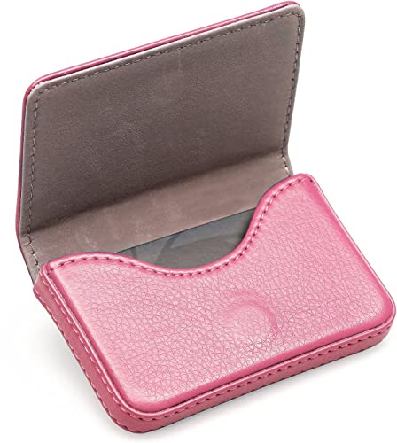 RFID Blocking Wallet - Minimalist Leather Business Credit Card Holder with Magnetic, Pink, Small - color: Pink
