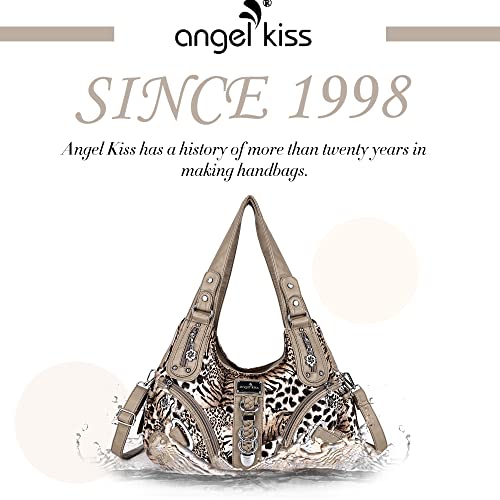 Angelkiss Hobo Purses and handbags for Women Satchel Handbag Women Purses Large Daily Shoulder Bags - color: Brown/Beige