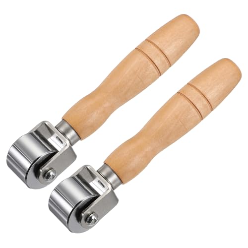HARFINGTON 2pcs Leather Press Roller Leather Glue Edges Laminating Rolling | 25mm / 1" Length Stainless Steel Laminating Roller with Wooden Handle for DIY Leather Crafting Car Soundproof Mat, Silver - size: 25mm/1"