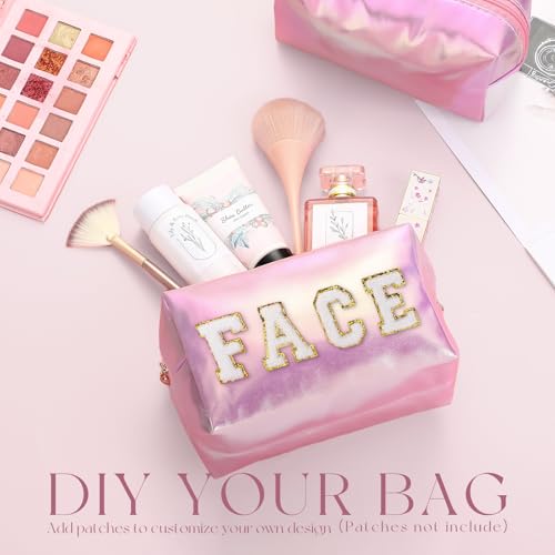 Sanwuta 9 Pcs Makeup Bags Bulk Toiletry Case,Laser Pink - color: Laser Pink