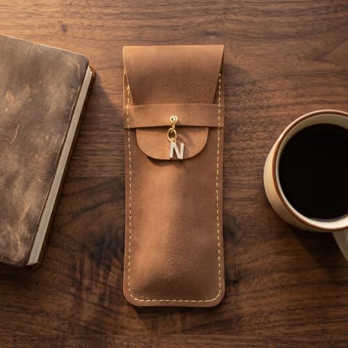 Personalized Initial PU Suede Pen Pouch - Office and Professional Storage Accessory, Ideal Gift for Coworkers (N) - color: N