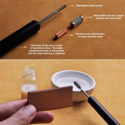 SENRISE Convenient Leather Edge Dye Pen with Replacement Bearing, Alumninum Alloy Oil Pen Belt Finisher Leather Making DIY Craft