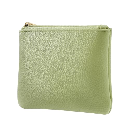 Chelmon PU Leather Coin Purse Pouch Change Holder Small With Zipper for Men Women 2 PCS Set (Black&Light Green) - color: Black&Light Green